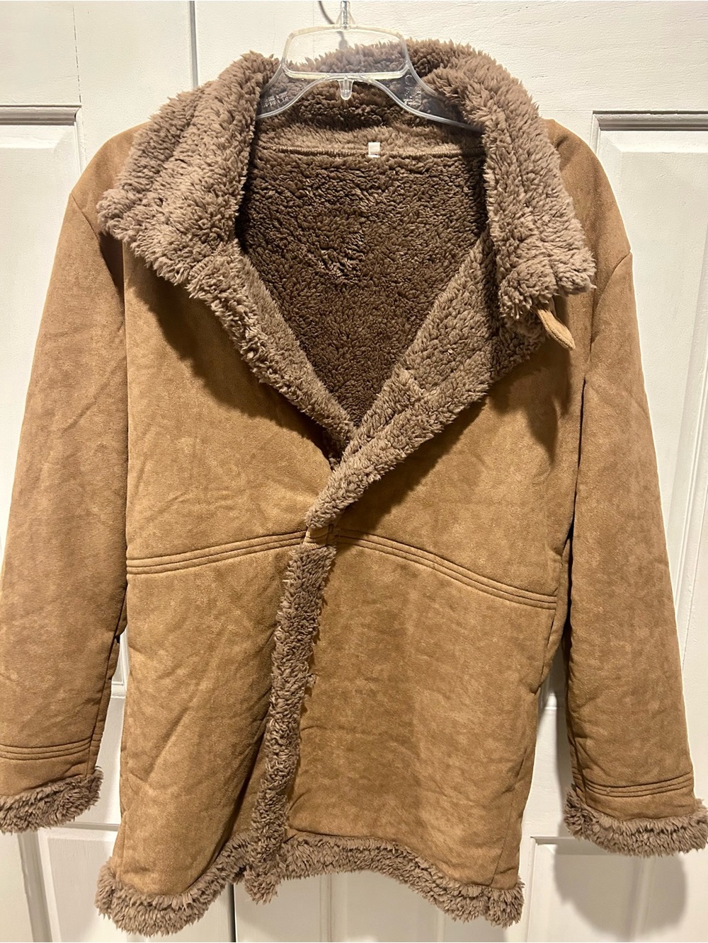 Source Unknown Tan Brown Teddy Shearling Jacket
